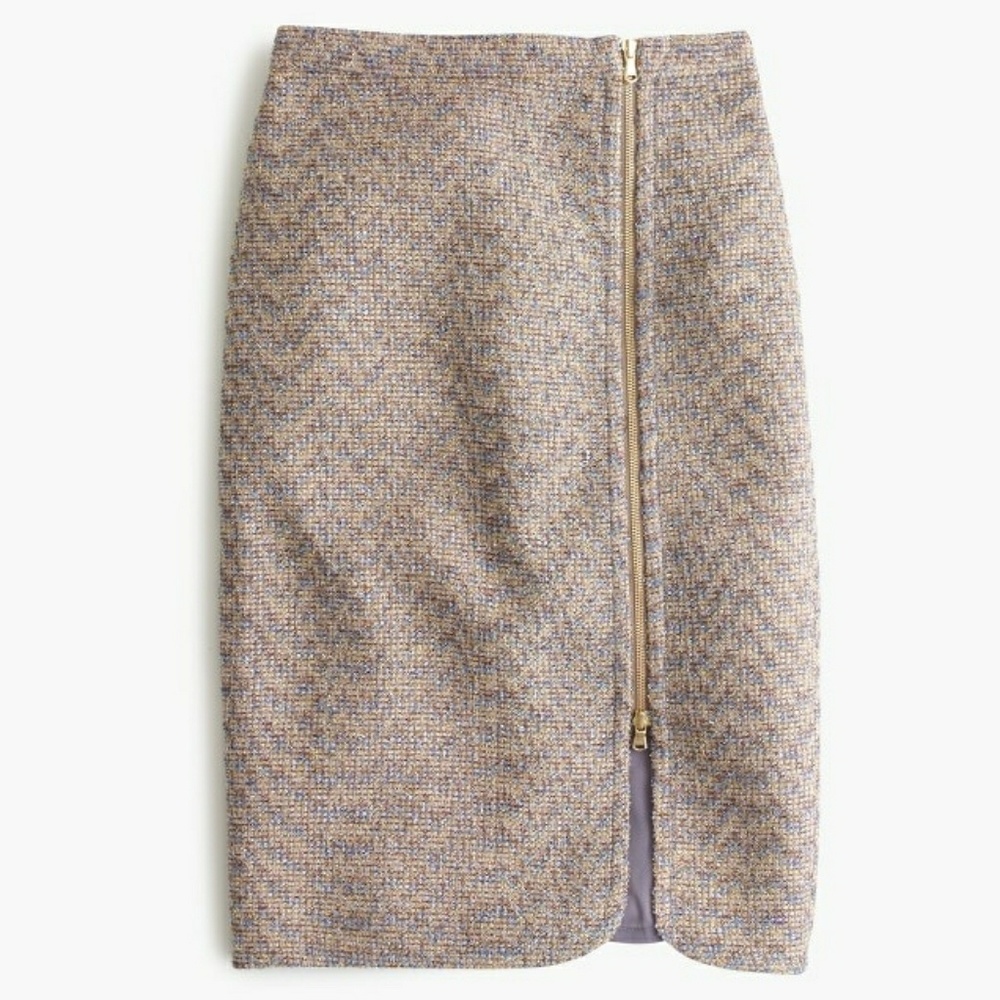 J. Crew Petite zipfront pencil skirt sparkle tweed